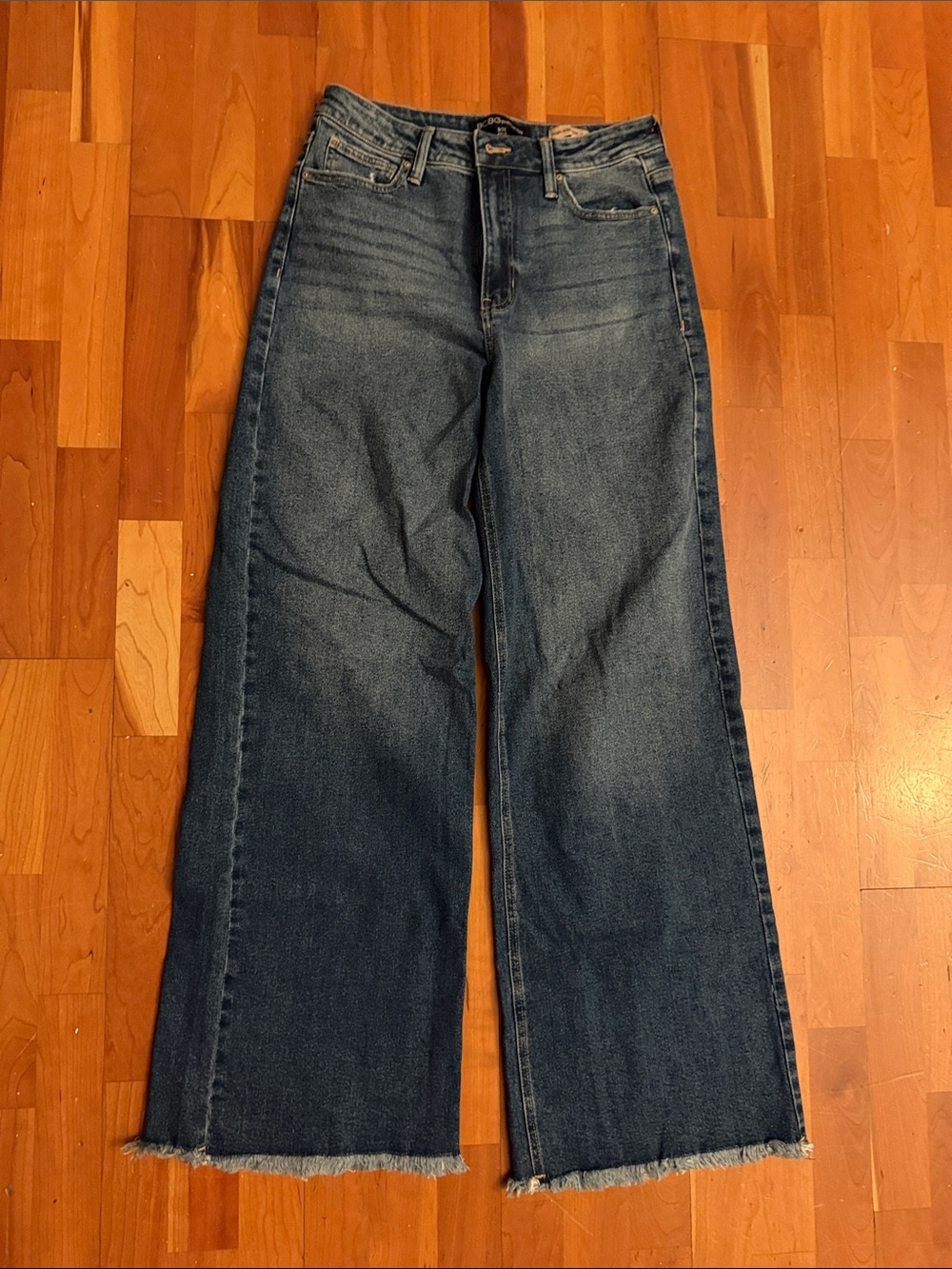 BCBGeneration Dark Blue Wide Leg Jeans with Raw Hem